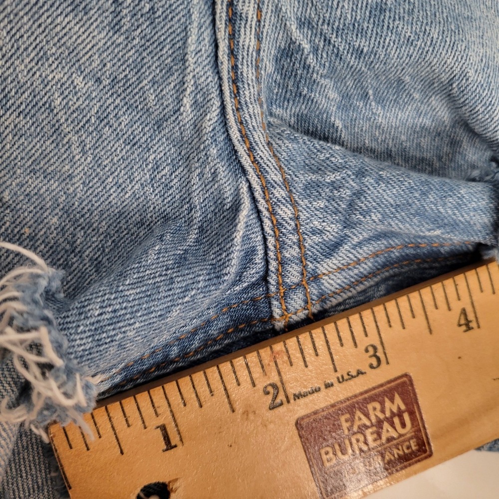 Abercrombie & Fitch Mom Shorts Womens Sz 28/6 Blue Curve Love High Rise Raw Hem - Picture 8 of 13